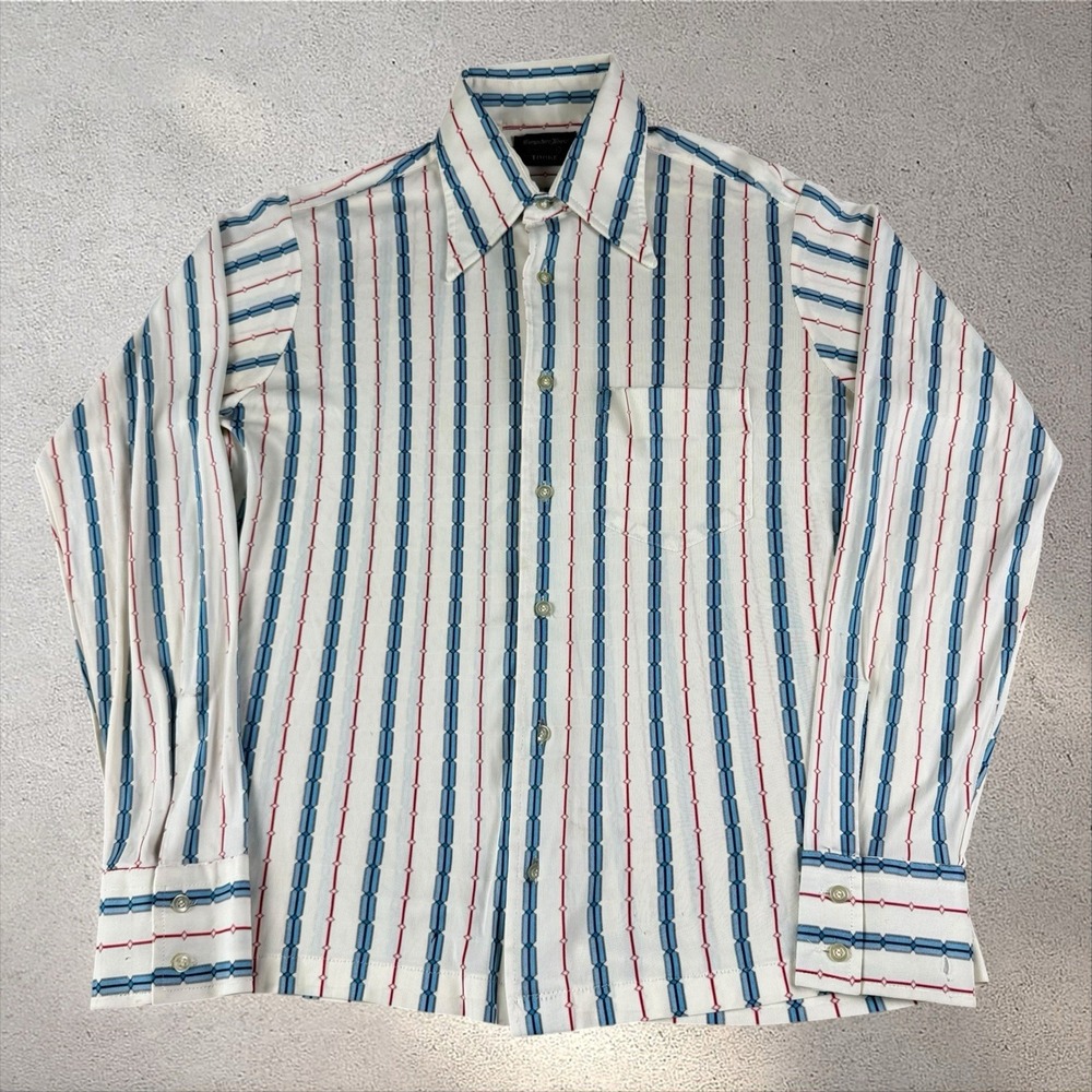 Vintage 70s Hampshire House Disco Shirt Medium‎ Dagger Collar Acetate Atomic